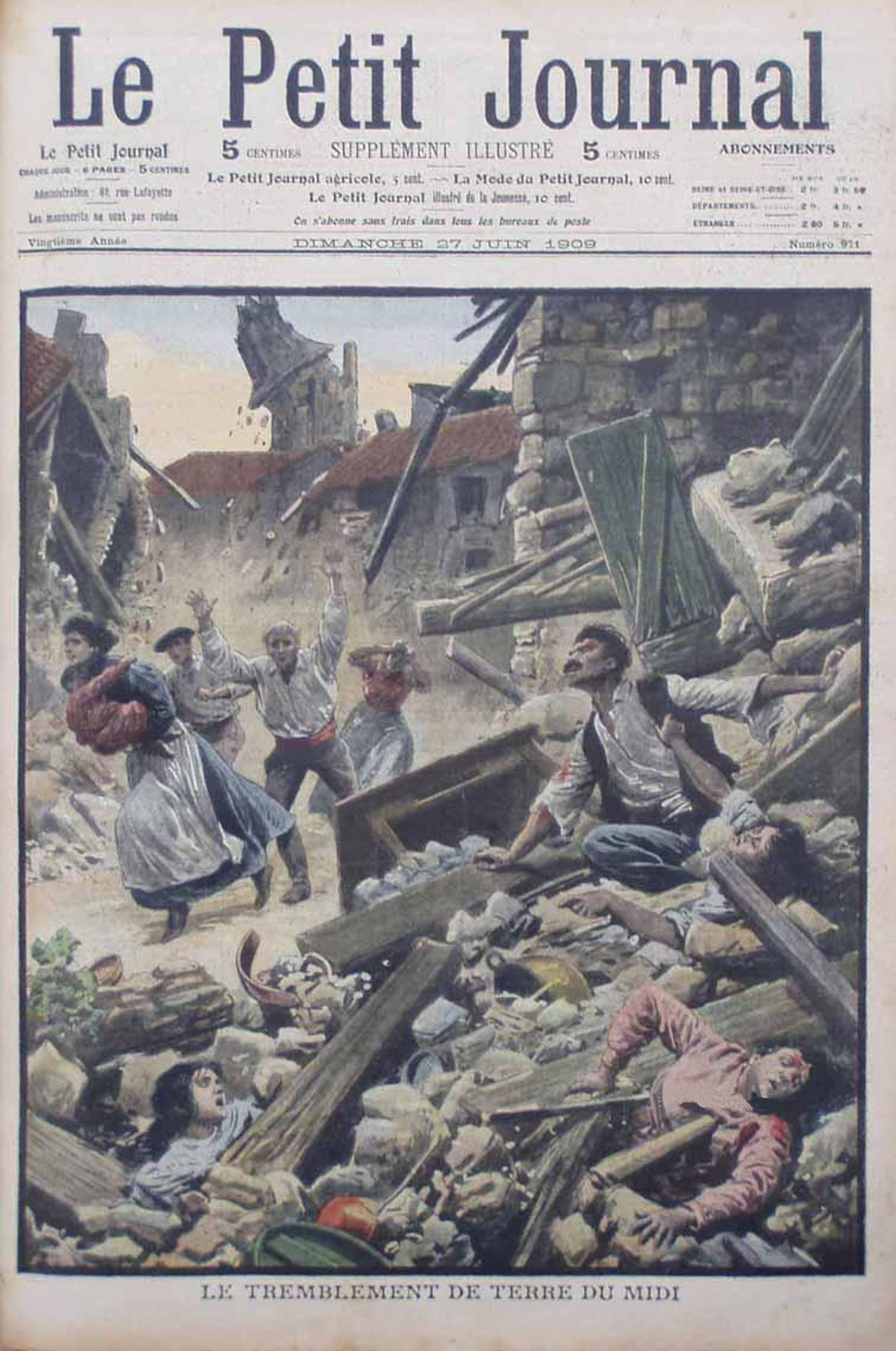 1909 – 11 juin : Un séisme de magnitude 6,2 détruit les villes de Lambesc, Saint-Cannat et Rognes dans le massif de la Trevaresse en Provence (Vaucluse).