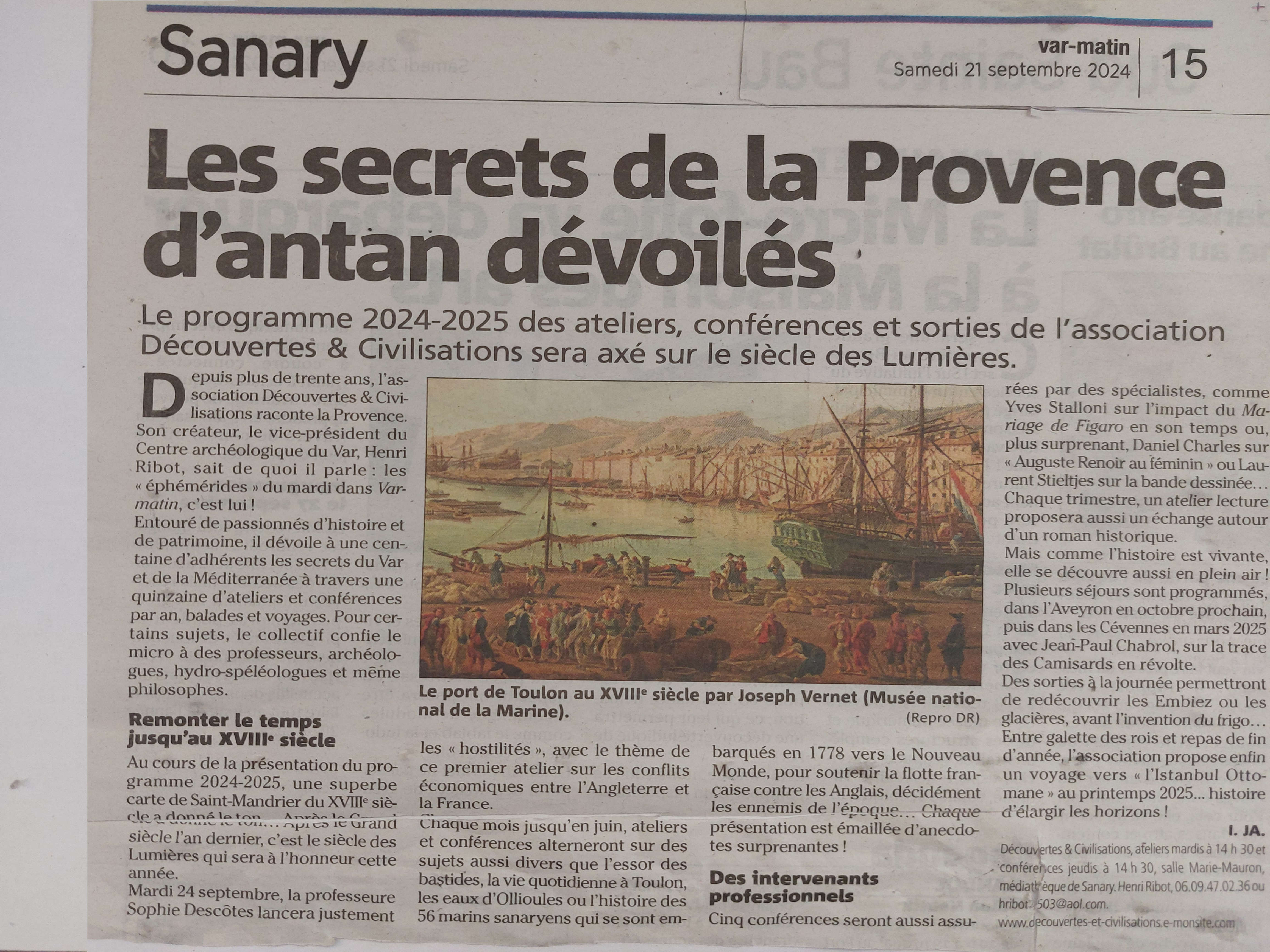 DECOUVERTES ET CIVILISATIONS 2024-2025